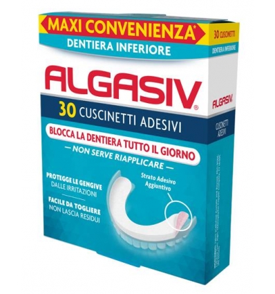 

Adesivo Protesi Inferiore Alagasiv 30 Cuscinetti Adesivi